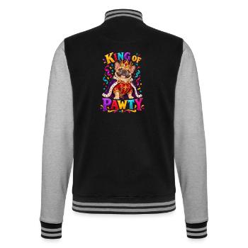 King Of Pawty Französische Bulldogge Königsparty - College-Sweatjacke - Schwarz/Grau meliert - Hinten - Marisol (170cm)