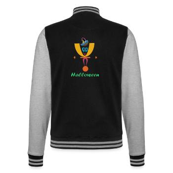 Halloween-Clown-Logo mit Hut - College-Sweatjacke - Schwarz/Grau meliert - Hinten - Marisol (170cm)