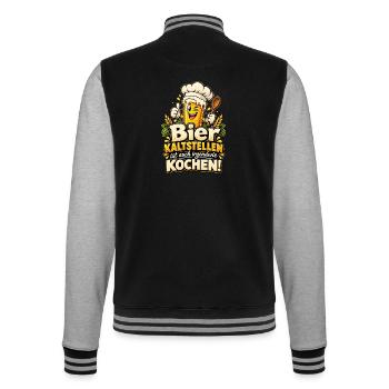 Bier kaltstellen ist auch irgendwie Kochen! - College-Sweatjacke - Schwarz/Grau meliert - Hinten - Marisol (170cm)