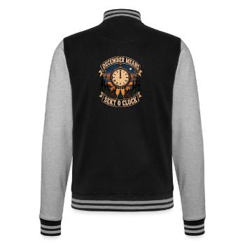 December Means Sekt O Clock Sekt Silvester - College-Sweatjacke - Schwarz/Grau meliert - Hinten - Marisol (170cm)