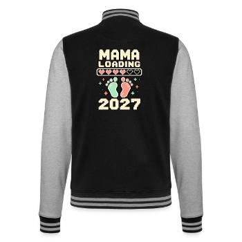 Mama Loading 2027 – Pixelherzen und Babyfüße - College-Sweatjacke - Schwarz/Grau meliert - Hinten - Marisol (170cm)