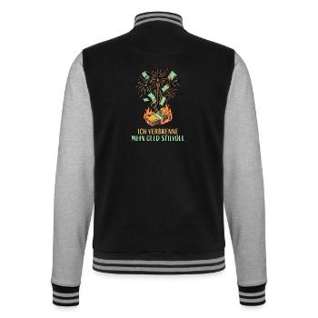 Pyro Geld Verbrenner Mit Stil - College-Sweatjacke - Schwarz/Grau meliert - Hinten - Marisol (170cm)