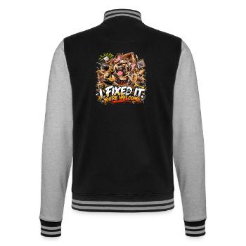  Fixer You’re Welcome Französische Bulldogge - College-Sweatjacke - Schwarz/Grau meliert - Hinten - Marisol (170cm)