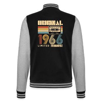 60. Geburtstag, 60 Jahre - College-Sweatjacke - Schwarz/Grau meliert - Hinten - Marisol (170cm)