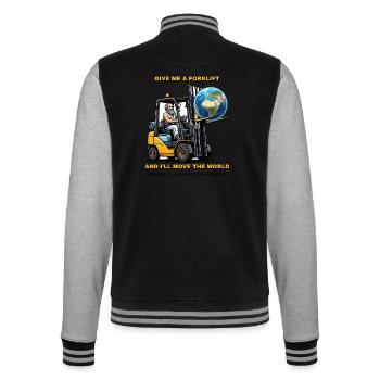 Archimedes – Gebt mir einen Stapler - College-Sweatjacke - Schwarz/Grau meliert - Hinten - Marisol (170cm)