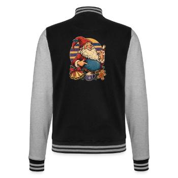 Christmas Schwangerer Wichtel Retro Mama - College-Sweatjacke - Schwarz/Grau meliert - Hinten - Marisol (170cm)