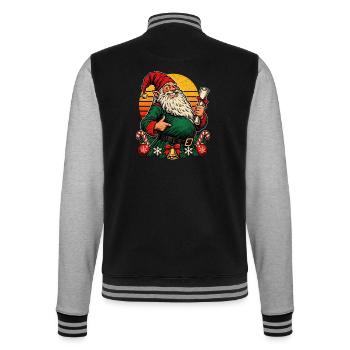 Christmas-Wichtel werdende Mama Retro - College-Sweatjacke - Schwarz/Grau meliert - Hinten - Marisol (170cm)