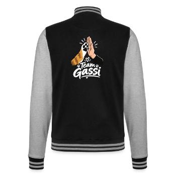 Team Gassi Hund Hundebesitzer Vierbeiner - College-Sweatjacke - Schwarz/Grau meliert - Hinten - Marisol (170cm)