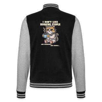 Ich Mag Keinen Morgenmenschen-katzenkaffee - College-Sweatjacke - Schwarz/Grau meliert - Hinten - Marisol (170cm)