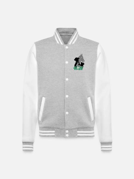 Tiere Pferd Hund Katze Kaninchen Hase Nager - College-Sweatjacke - Grau meliert/Weiß
