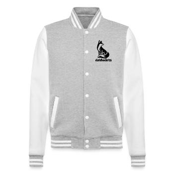 Waldwärts – Fuchs Waldliebe Naturmotiv - College-Sweatjacke - Grau meliert/Weiß - Vorne - Nik (191cm) & Marisol (170cm)
