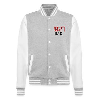 Baclaureate 2027, Französisch - College-Sweatjacke - Grau meliert/Weiß - Vorne - Nik (191cm) & Marisol (170cm)