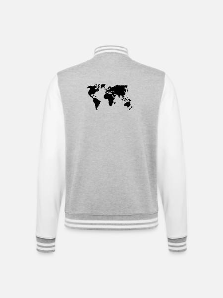 Welt - College-Sweatjacke - Grau meliert/Weiß