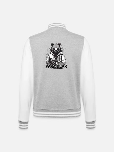Papa Bear - College-Sweatjacke - Grau meliert/Weiß