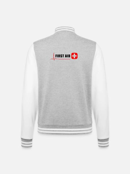 ERSTE HILFE - College-Sweatjacke - Grau meliert/Weiß