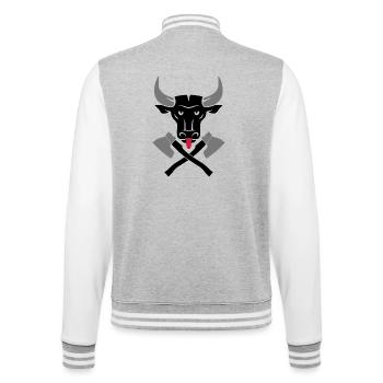 Stierkopf Bullenkopf Logo - College-Sweatjacke - Grau meliert/Weiß - Hinten - Marisol (170cm)