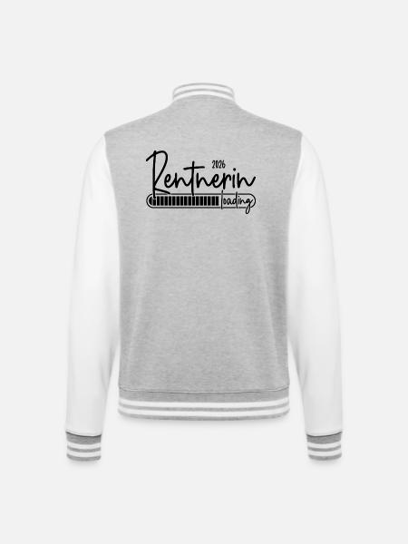 Rentnerin 2026 Loading - College-Sweatjacke - Grau meliert/Weiß