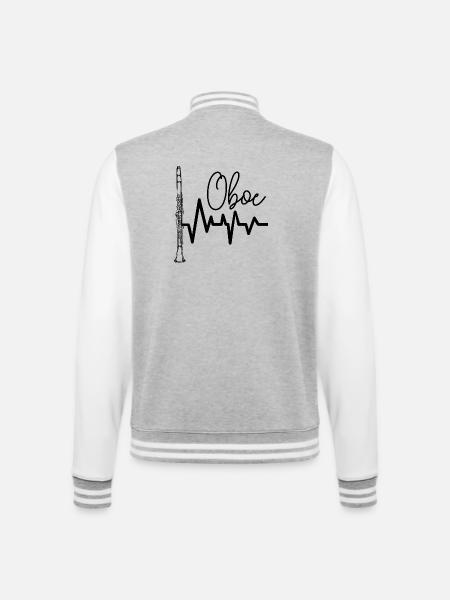 Oboe - College-Sweatjacke - Grau meliert/Weiß