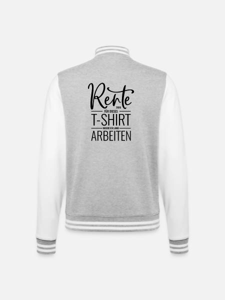 Rente 2026 - Abschied Kollege - Rentner Rentnerin - College-Sweatjacke - Grau meliert/Weiß
