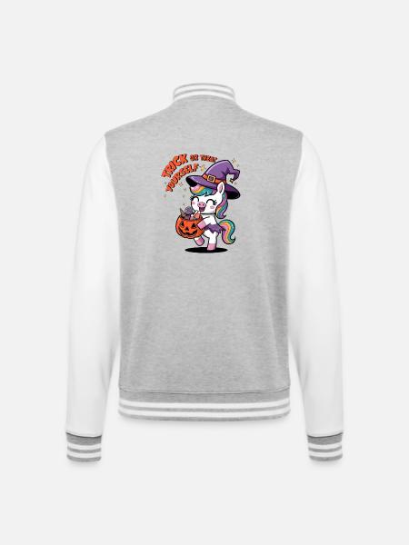 Trick Or Treat Yourself - College Sweat Jacket - heather grey/white