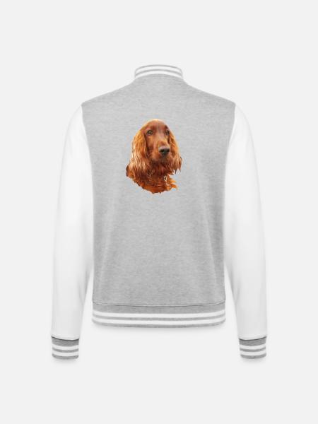Irish Setter Red - College-Sweatjacke - Grau meliert/Weiß