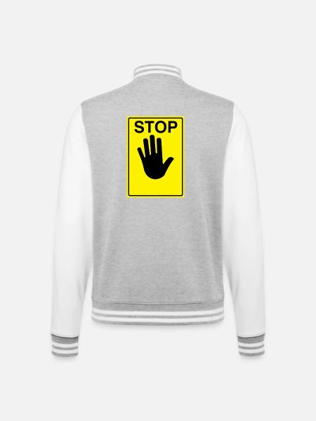Stop Sign Logo - College Sweat Jacket - heather grey/white