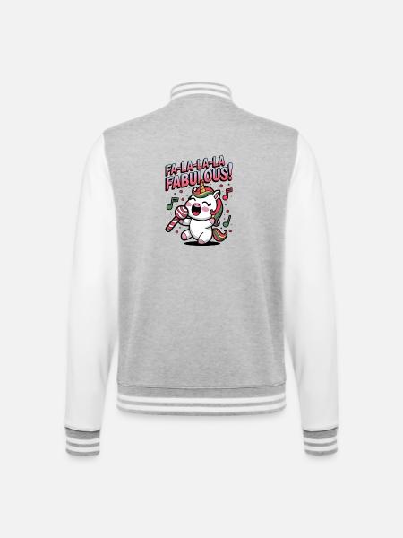 Fa-la-la-la Fabulous! - College Sweat Jacket - heather grey/white
