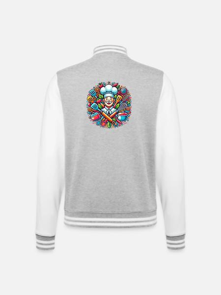 Chef Logo - Veste Teddy - gris chiné / blanc