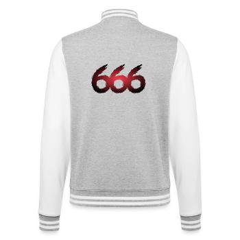 666 Symbol Zahl Teufel - College-Sweatjacke - Grau meliert/Weiß - Hinten - Marisol (170cm)