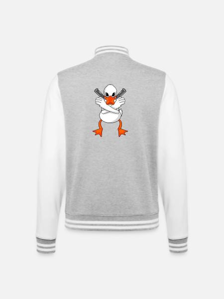 Duck with gun - College Sweat Jacket - heather grey/white