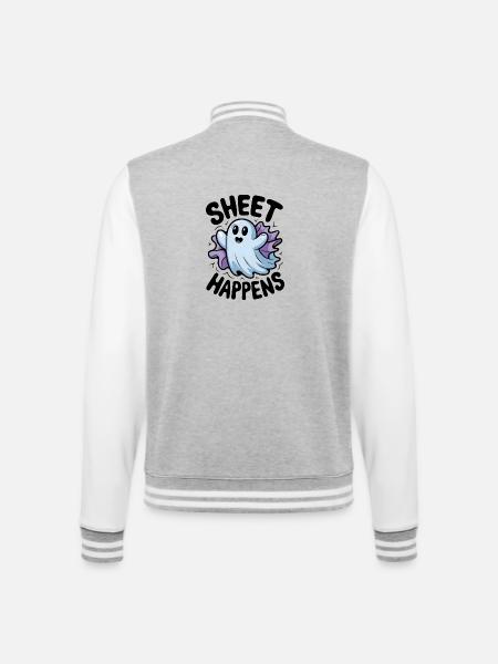 Blatt passiert - College-Sweatjacke - Grau meliert/Weiß
