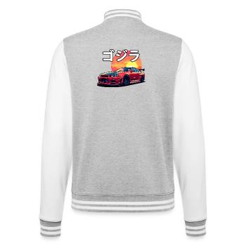 R34 Sunset - College Sweat Jacket - heather grey/white - Back - Marisol (170cm)