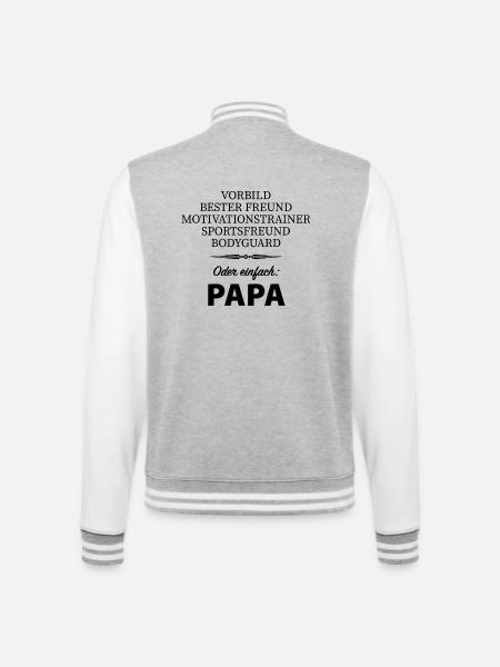 Cooler Spruch für den besten Papa. - College-Sweatjacke - Grau meliert/Weiß