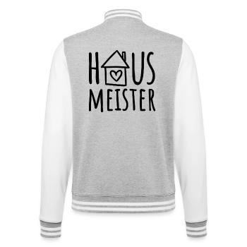 Hausmeister - College-Sweatjacke - Grau meliert/Weiß - Hinten - Marisol (170cm)