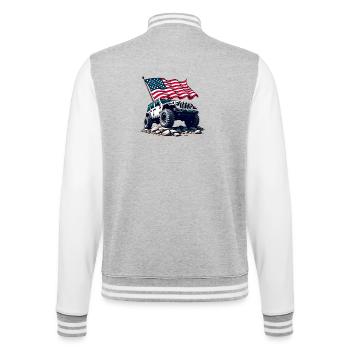 Amerikanischer Offroad-Motor - College-Sweatjacke - Grau meliert/Weiß - Hinten - Marisol (170cm)