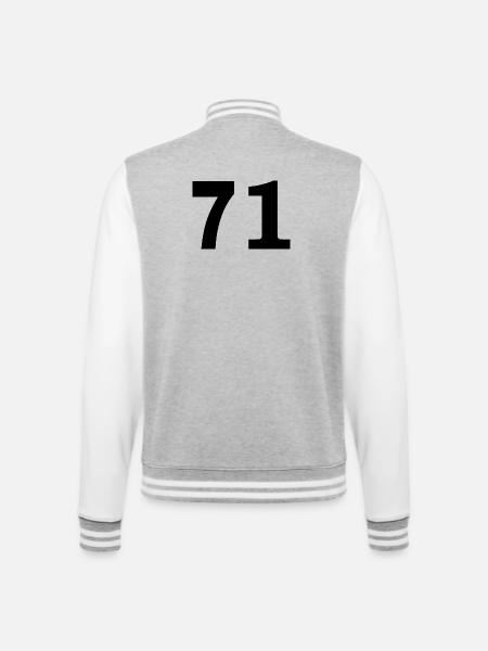 Number - 71 - Seventy One - College-Sweatjacke - Grau meliert/Weiß