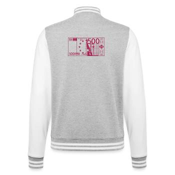 500 EUR Geld Schein für Glitterdruck optimiert - College-Sweatjacke - Grau meliert/Weiß - Hinten - Marisol (170cm)