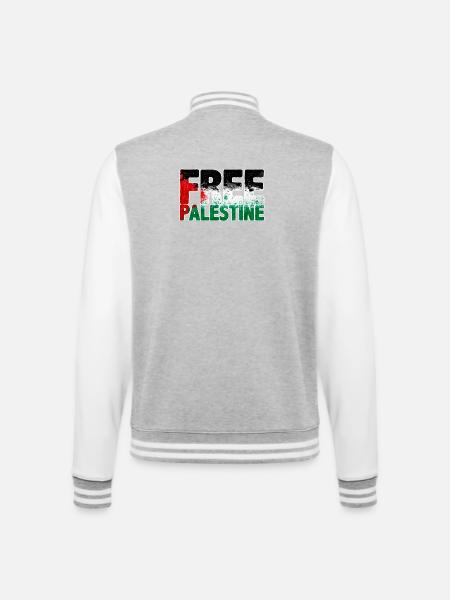 free Palestine - College Sweat Jacket - heather grey/white