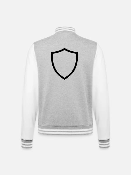 shield icon logo shape security - College Sweat Jacket - heather grey/white