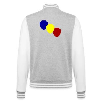 Maler Schild Wappen diagonal - College-Sweatjacke - Grau meliert/Weiß - Hinten - Marisol (170cm)