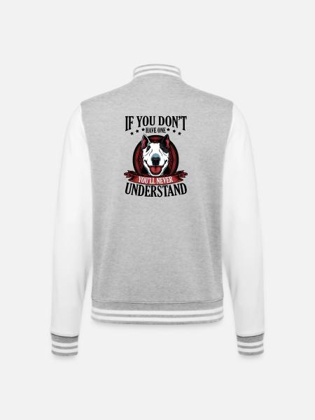 Bull Terrier - Veste Teddy - gris chiné / blanc