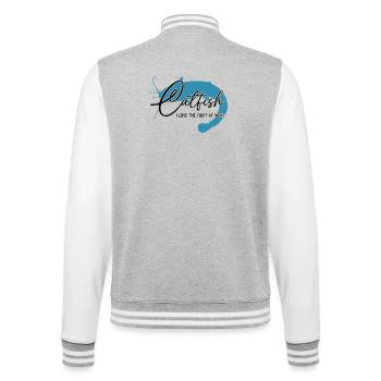 Wels Waller angeln Sportfischen Flussmonster - College-Sweatjacke - Grau meliert/Weiß - Hinten - Marisol (170cm)