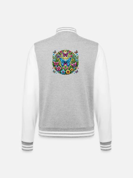 Papillons 2 - Veste Teddy - gris chiné / blanc