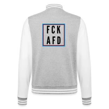 AFD Nein Danke! - College-Sweatjacke - Grau meliert/Weiß - Hinten - Marisol (170cm)
