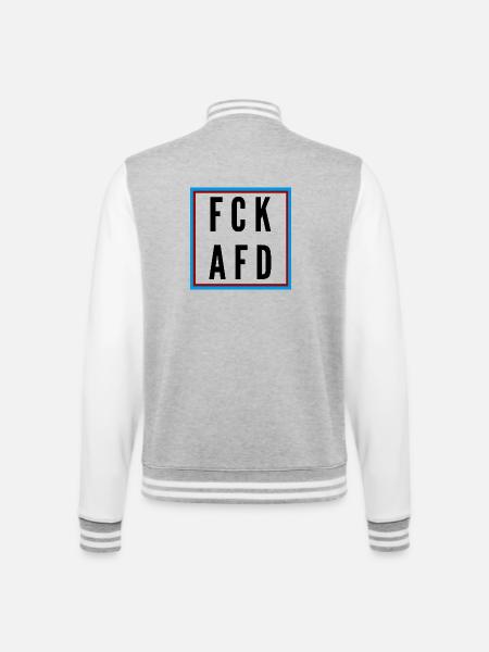 AFD Nein Danke! - College-Sweatjacke - Grau meliert/Weiß