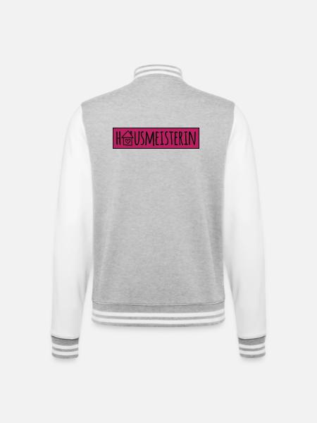 Hausmeisterin - College-Sweatjacke - Grau meliert/Weiß
