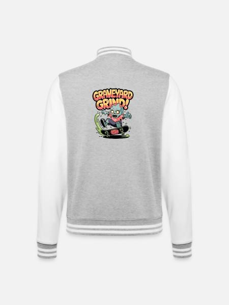 Friedhofs-Grind! - College-Sweatjacke - Grau meliert/Weiß