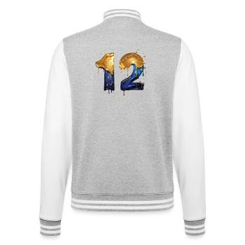 NR. 12 NUMMER 12 COOL 12. GEBURTSTAG - College-Sweatjacke - Grau meliert/Weiß - Hinten - Marisol (170cm)