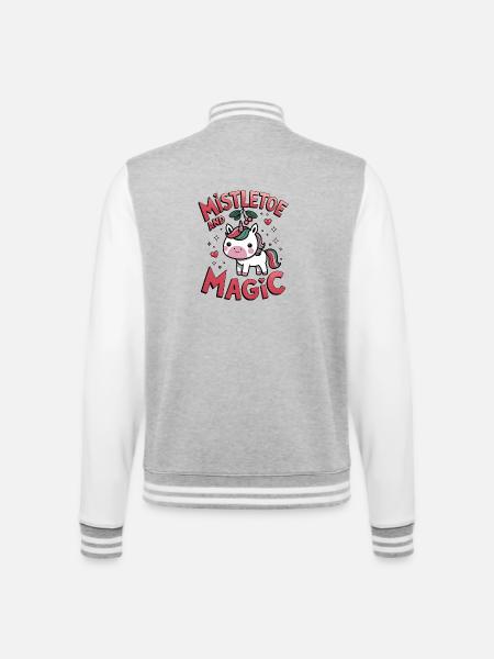 Mistletoe And Magic - College Sweat Jacket - heather grey/white