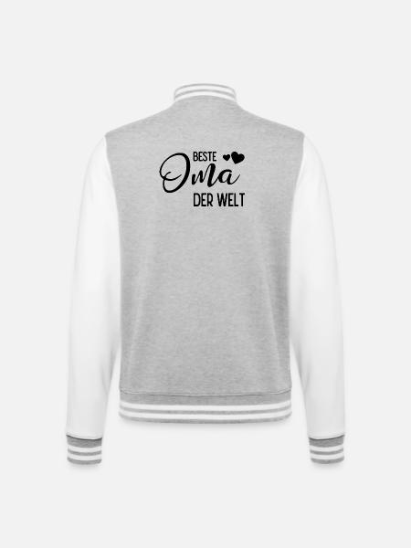 Beste Oma der Welt - College-Sweatjacke - Grau meliert/Weiß